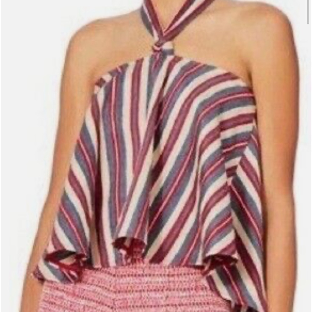 VIVA AVIVA EXCL TANK STRIPED HALTER CROPPED TOP - SIZE SMALL